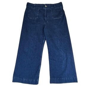 Anthropologie Maeve Blue Denim The Colette High‎ Rise Cropped Wide-Leg Jeans 34